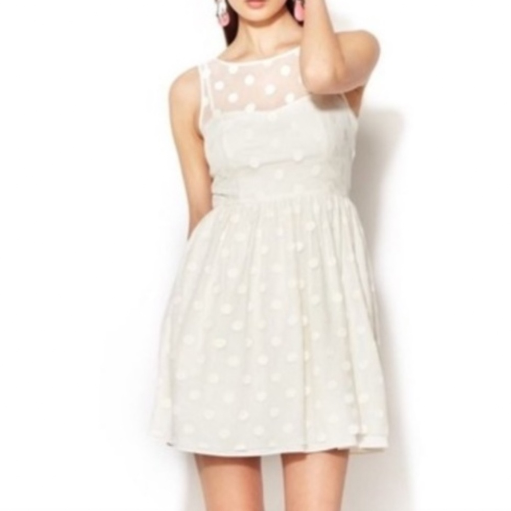 Jill Stuart Off-White Polka Dot Sheer Cocktail Dress - Rehearsal / Bridal Shower